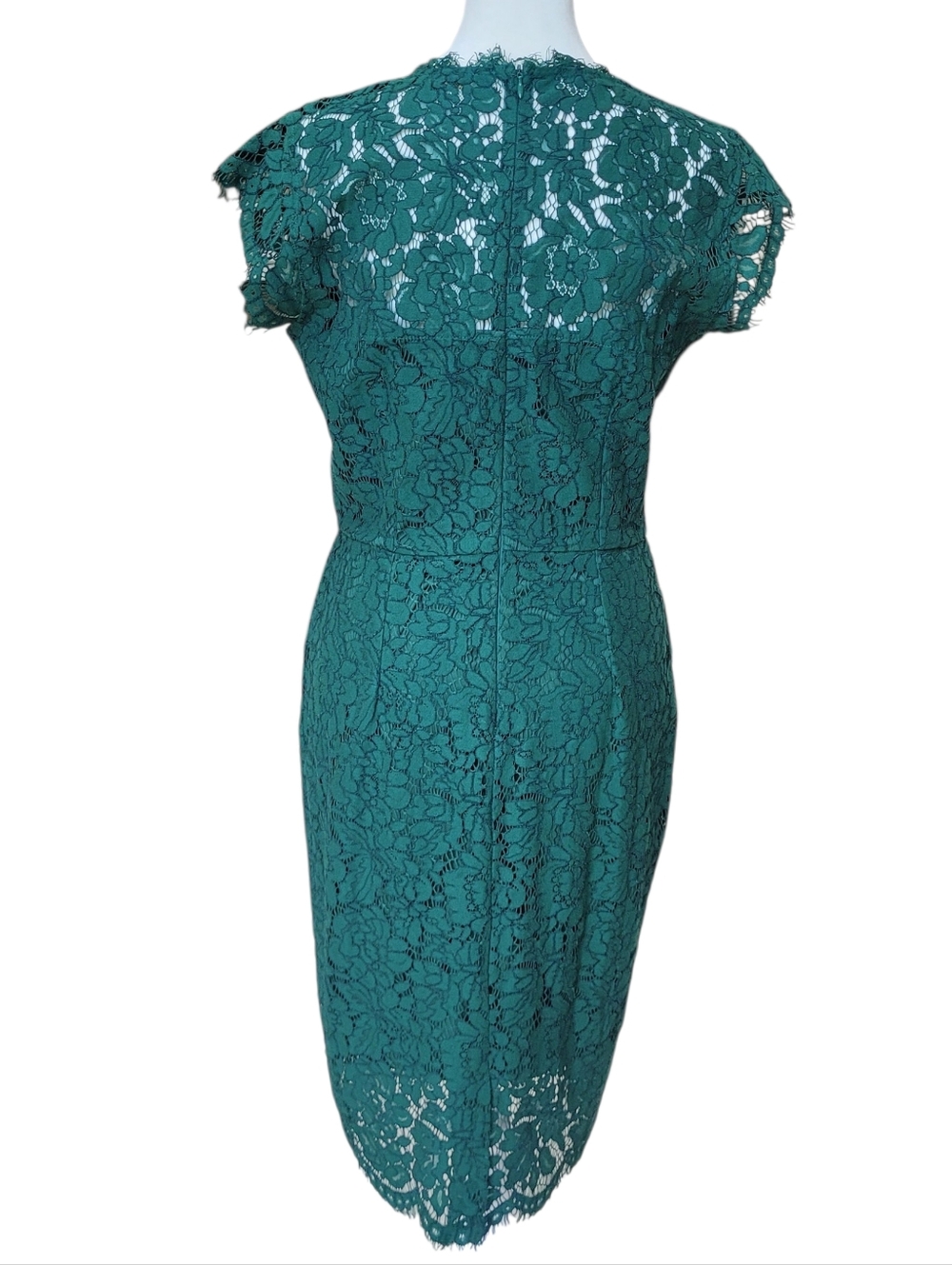 Miusol Elegant Green Lace Sheath Dress Cap Sleeve Cocktail Dress Sz M - Picture 3 of 12